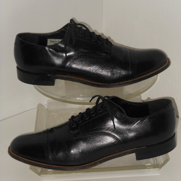 STATFORD AND STACEY ADAMS BLACK LEATHER OXFORD STYLE SHOE LOT SIZE 11 MEDIUM
